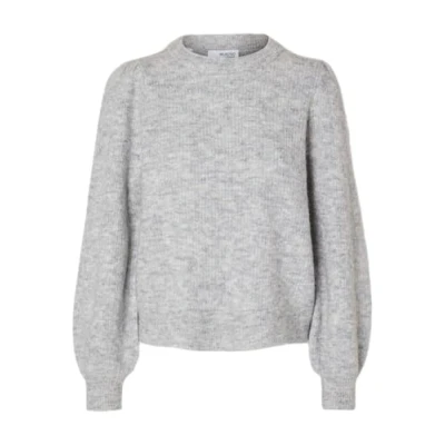 Afbeelding van SELECTED FEMME SLFLULU LS Knit Rib O Neck NOOS, lichtgrijs gem., XS
