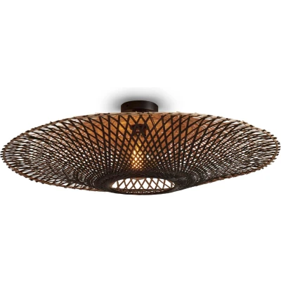 Afbeelding van Good&amp;Mojo Plafonniere Kalimantan Bamboe Large Zwart Naturel 87x87x20cm