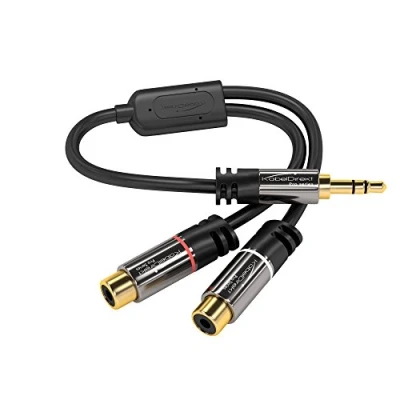 Afbeelding van KabelDirekt 3,5 mm adapterkabel 0,2 m (2x cinch bus &gt; stekker mm, 3 polig) PRO Series