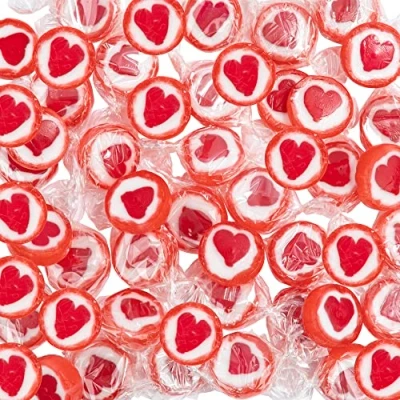 Afbeelding van FOOD crew 500 g hartbonbons afzonderlijk verpakt rood rocks snoep bruiloftsbonbons voor gasten tafeldecoratie bruiloft, doop, Valentijnsdag, Moederdag, communie snoepharten hartbonbons,