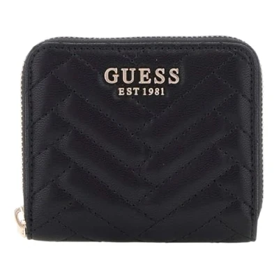 Afbeelding van GUESS Portemonnee Anning SLG Small Zip Around Wallet Black Zwart