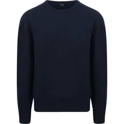 Afbeelding van William Lockie Lamswol Navy maat XL Heren Pullover met Regular fit Pasvorm Suitable Herenkleding