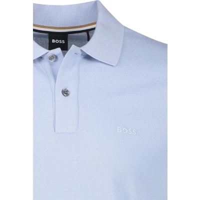 Afbeelding van Hugo Boss polo heren wijde fit poloshirt lichtblauw effen 4XL Big &amp; Tall Plus Size