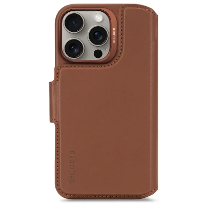 Afbeelding van Apple iPhone 16 Pro MagSafe Hoesje Echt leder Decoded Bookcase/2 in 1 Case Bruin Telefoonhoesje