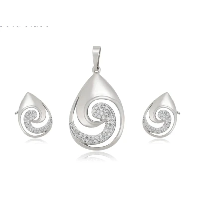 Afbeelding van N3 Collecties Geplatineerde waterdruppel hanger sieraden set