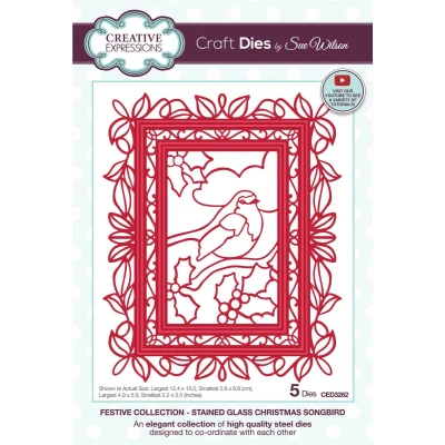 Afbeelding van Creative Expressions Festive Snijmal Stained Glass Christmas Songbird