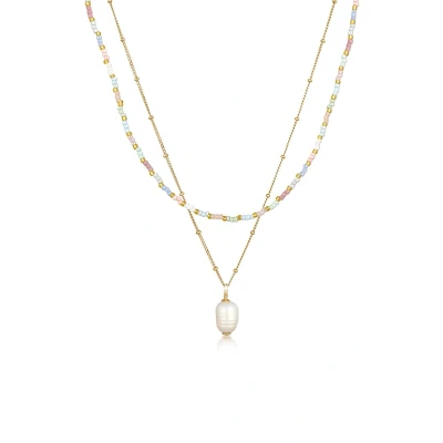 Afbeelding van Elli Layer LOOK Pearls Ketting goldcoloured, Dames, Maat: 42, Gold coloured