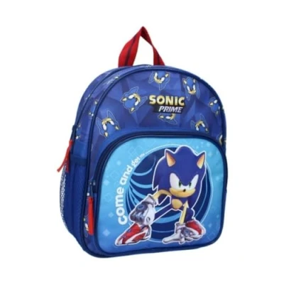 Afbeelding van mybagstory Rugzak Sonic Blauw Kind School Kleuterschool Kinderkamer Basisschool Schooltas Jongen maat 29 cm Verstelbare bandjes Cadeau idee, Blauw, Eén