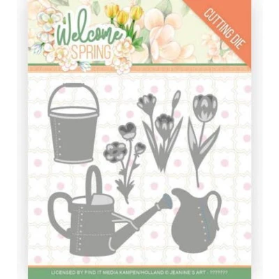 Afbeelding van Watering Can and Bucket Welcome Spring Cutting Die by Jeanine&#039;s Art