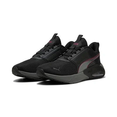 Afbeelding van Puma NOVA Unisex Trainingsschoen, Maat: 38.5, Black/cool dark gray/team regal red Imitatieleer/ textiel