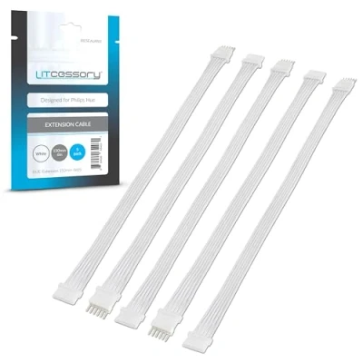 Afbeelding van Litcessory Verlengkabel voor Philips Hue Lightstrip Plus (150mm, 5 Stuk, Wit MIKRO 6 SPELD V4)
