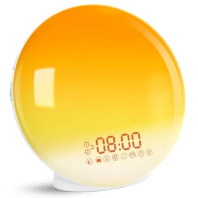 Afbeelding van Cadrim Wake Up Lichtwekker, zonsopgang /zonsondergangsimulatie, twee wektijden, 7 natuurgeluiden, FM radio en sluimerfunctie, voor volwassenen kinderen