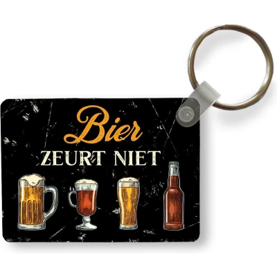 Afbeelding van Sleutelhanger Bier Mancave Vintage Uitdeelcadeautjes Plastic Vaderdag cadeau Geschenk Cadeautje voor hem Tip Mannen