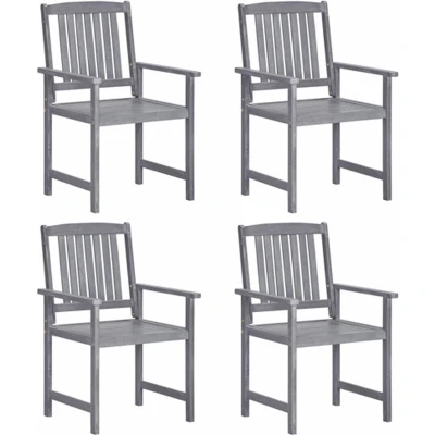 Afbeelding van Tuinstoelen 4 st massief acaciahout grijs