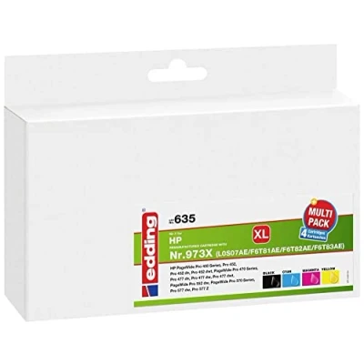 Afbeelding van Edding Inktcartridge vervangt HP 973X, L0S07, F6T81, F6T82, F6T83 Compatibel Zwart, cyaan, magenta, geel EDD 635 18
