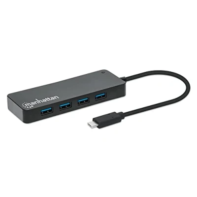 Afbeelding van Manhattan 7 Port USB Hub C stekker A bus 5Gbit/s zwart