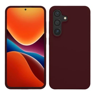 Afbeelding van kwmobile telefoonhoesje geschikt voor Samsung Galaxy S24 Hoesje met siliconen coating Smartphone case in bordeaux violet