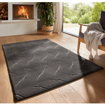 Afbeelding van Zacht Vloerkleed Fuzz Whirl Antraciet 60x120 Cm