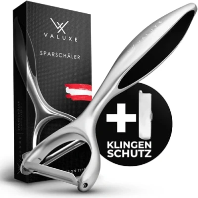 Afbeelding van VALUXE® Premium dunschiller met scherp roestvrijstalen lemmet en antislip handgreep, handige Y groenteschiller om nauwkeurig te schillen, innovatieve aardappelschiller, aspergeschiller, universele