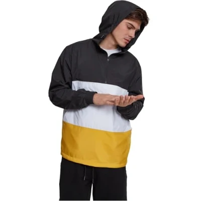 Afbeelding van Urban Classics Lichte jas, Heren, Maat: Small, Blk/chromeyellow/wht