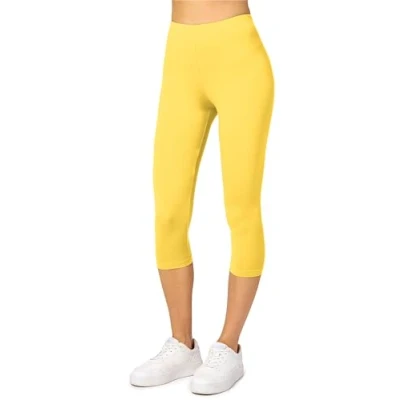 Afbeelding van Merry Style MS MS10 144 LE Dames Capri Leggings Sport Vrijetijdsbroek 3/4 Lengte Viscose Sporbroek Yogabroek Geel S