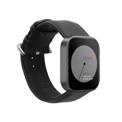 Afbeelding van kwmobile lederen horlogebandje geschikt voor CMF by Nothing Watch Pro (D395) polsband Echt leren smartwatch bandje Activity tracker horloge band in zwart