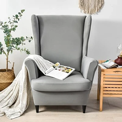 Afbeelding van CHNSHOME Fauteuilhoes, 2 stuks, stoelovertrek, fauteuilovertrek, stretch oorfauteuilhoes, lichtgrijs