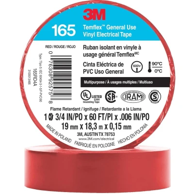 Afbeelding van 3M Temflex™ 165 165RD1E Isolatietape Temflex Rood (l x b) 10 m 15 mm 1 stuk(s)