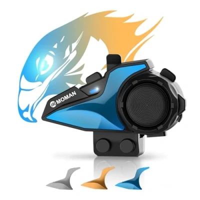 Afbeelding van Moman Motorfiets Intercom, H2E Eagle Like Helm Headset Communicatie Systeem met Dual Chip voor Audio Multitasking HiFi/Muziek delen/FM/AI Voice (1Pack), Intercom Hoofdtelefoon