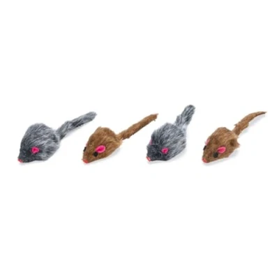Afbeelding van Black white plush mice 4 pcs. in a bag, 5 cm