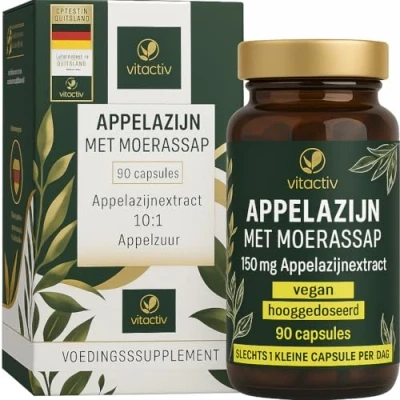 Afbeelding van VITACTIV Appelazijn Capsules hoge dosering 90 stuks, 150 mg appel azijnextract (1500 poeder), slechts 1 capsule per dag. Apple Cider Vinegar met azijnmoer veganistisch, zonder