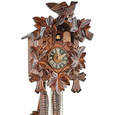 Afbeelding van Eble Koekoeksklok origineel Zwarte Woud koekoekklok echt hout mechanisch 1 daags station NIEUW VDs certificaat vijfblad 23 cm 11311