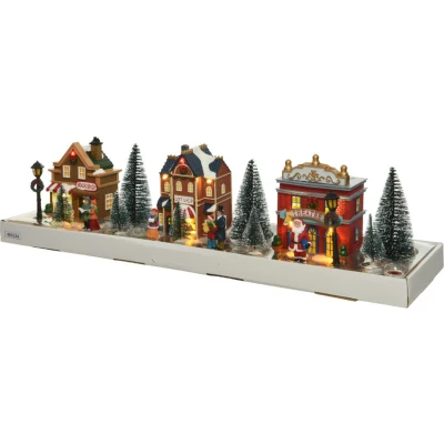 Afbeelding van Kerstdorp 17 delige set met huisjes, figuren en verlichting Kerstdorpen
