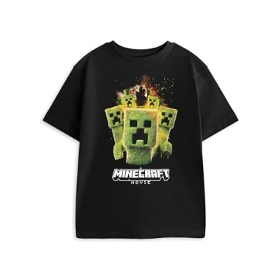 Afbeelding van Minecraft Jongens Grafische Tee Opties Videogame Thema Top Personages Ronde Hals Shirt Korte Mouw Pull On Kleding, Fotografische Creeper, 9 10 jaar