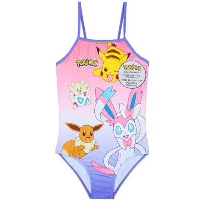 Afbeelding van Get Trend Badpak meisjes zwempak eendelig met comfortabele bandjes badpakken voor peuters om te zwemmen en baden, meerkleurig Pokemon, 7 8 Jaar