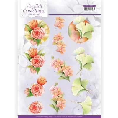 Afbeelding van 3D Cutting Sheet Jeanine&#039;s Art Heartfelt Condolences Salmon Flowers 10 stuks