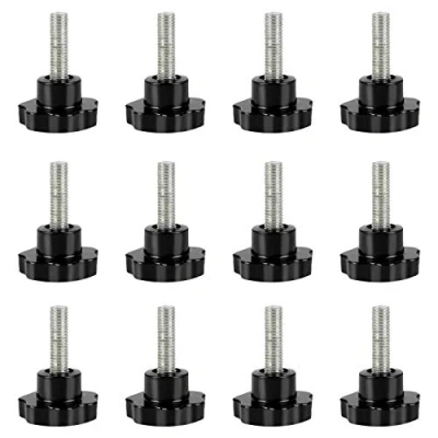Afbeelding van Klemknop M6 x 40 mm, 12 stuks, klemknoppen, klemschroeven, stervorm, kunststof kop, oorschroeven, verstelling van klemschroeven voor machine, industrie, uitrusting, zwart