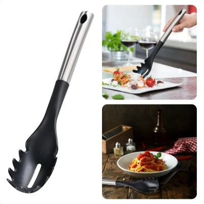 Afbeelding van Cheqo® Spaghettilepel Spaghetti Lepel Pastalepel RVS/Nylon Zwart Keukengerei