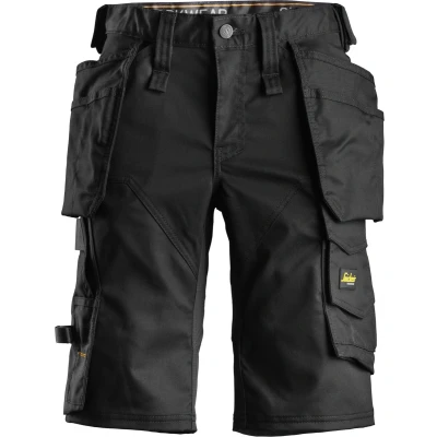 Afbeelding van Snickers 6147 AllroundWork, Dames Stretch Korte Broek met Holsterzakken Zwart/Zwart