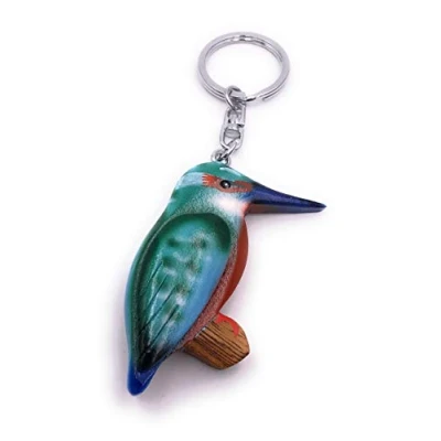 Afbeelding van H Customs IJsvogel vogel dier schattig hout edel handgemaakte sleutelhanger hanger