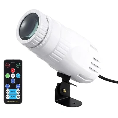 Afbeelding van Lixada Pinspot LED DJ effect licht, mini RGBW Beam Spot Lights Licht met Remote Spotlight podiumeffect verlichting voor Disco Party Bar Club Show Bruiloft, wit