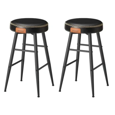 Afbeelding van VASAGLE EKHO Collectie Barkruk, set van 4, keukenstoel, hoog, PU met stiksels, moderne stijl uit het midden de eeuw, zithoogte 63 cm, keuken, bar, eenvoudige montage, inktzwart LBC280B01