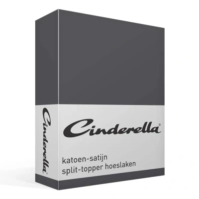 Afbeelding van Satijnen Split Topper Hoeslaken Cinderella Anthracite 180 x 210 cm