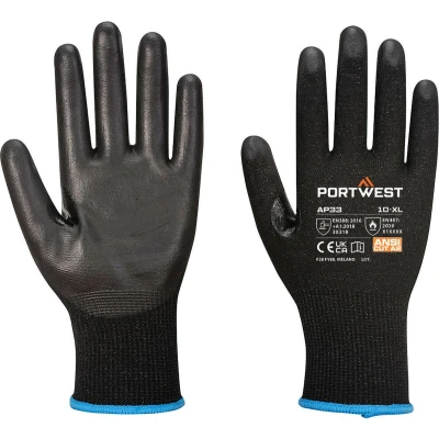 Afbeelding van Portwest LR15 PU Touchscreen Handschoen PK12 Zwart XXL