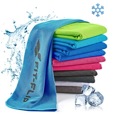 Afbeelding van Verkoelende handdoek 120cm x 35cm, microvezel sporthanddoek verkoelend, koeldoek, Airflip Ice cooling towel, Kleur: Blauw, Afmetingen: 35cm