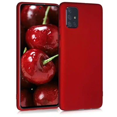 Afbeelding van kwmobile telefoonhoesje geschikt voor Samsung Galaxy A71 Hoesje smartphone Back cover in metallic donkerrood