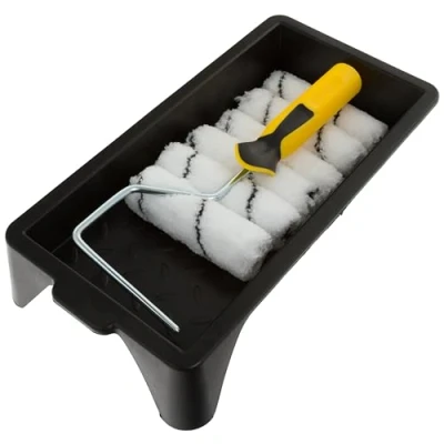 Afbeelding van Koraal Gereedschap 43400 Gemakkelijk Coater Verf Mini Roller Kit met Microvezel Covers voor Emulsie 4 inch 8 Stuk Pack Set, Geel, Set van