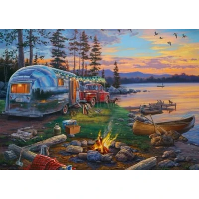 Afbeelding van Schmidt Spiele 58533 Darrel Bush, Campingidyll am See, puzzel met 1000 stukjes, kleurrijk