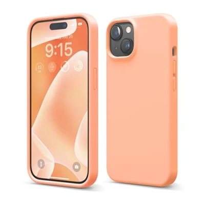 Afbeelding van elago Liquid Silicone Hoesje Compatibel met iPhone 15 Case, Premium Siliconen, Full Body Beschermhoes [4 Lagen Schokbestendige Structuur], Anti Kras Zachte Microvezel Voering (Salmon)