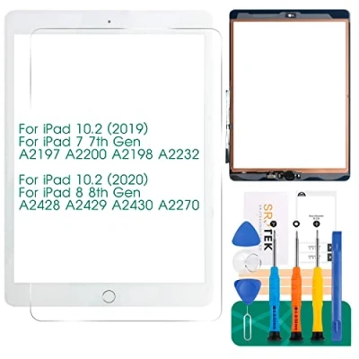 Afbeelding van voor iPad 7 7e generatie touchscreen 8 8e scherm vervanging 10.2 2019 Digitizer A2197 A2200 A2198 A2232 2020 A2428 A2429 A2270 A2430 (met Home knop) (Wit)